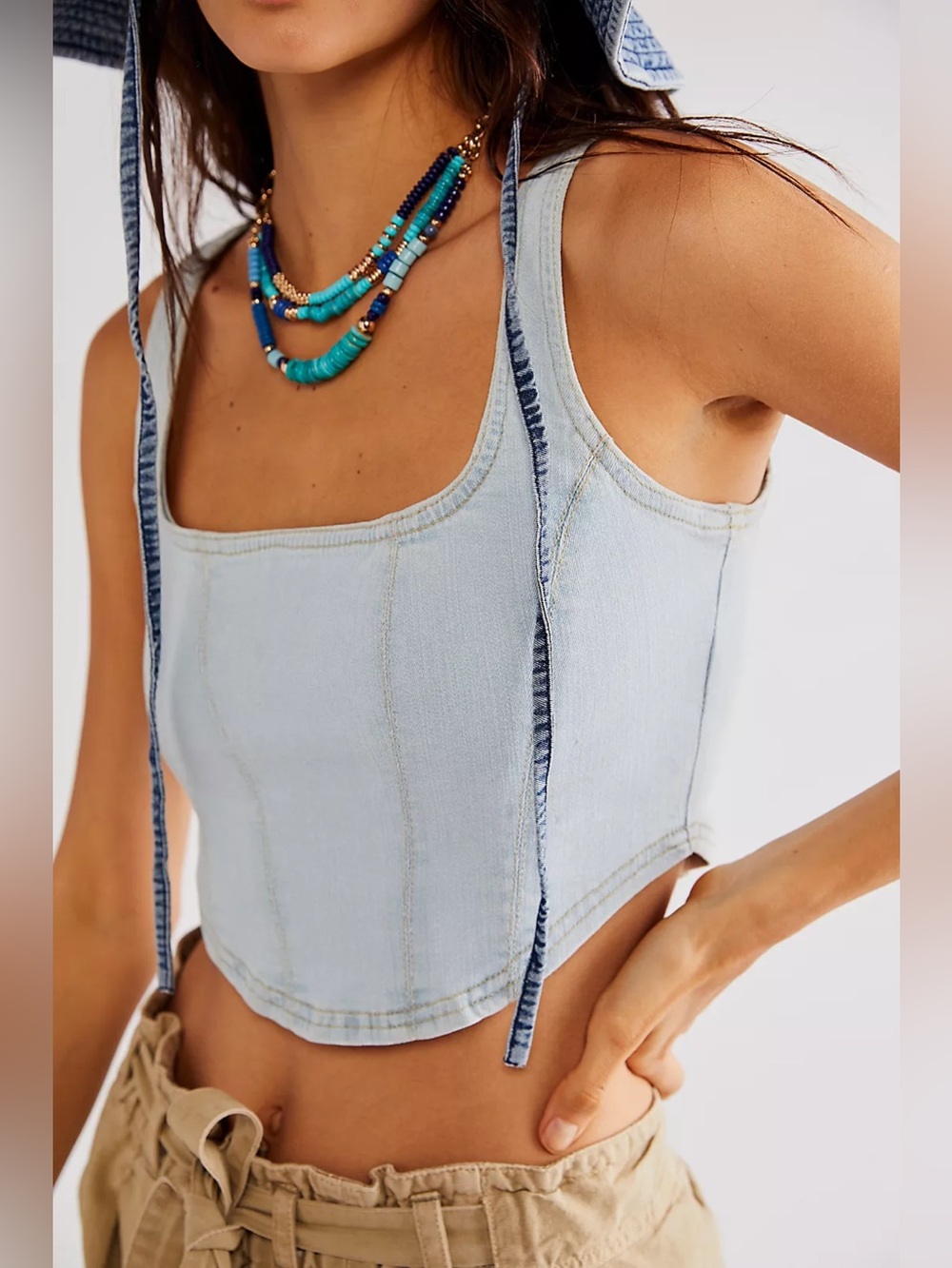 Free People We The Free Daydream Denim Corset Top